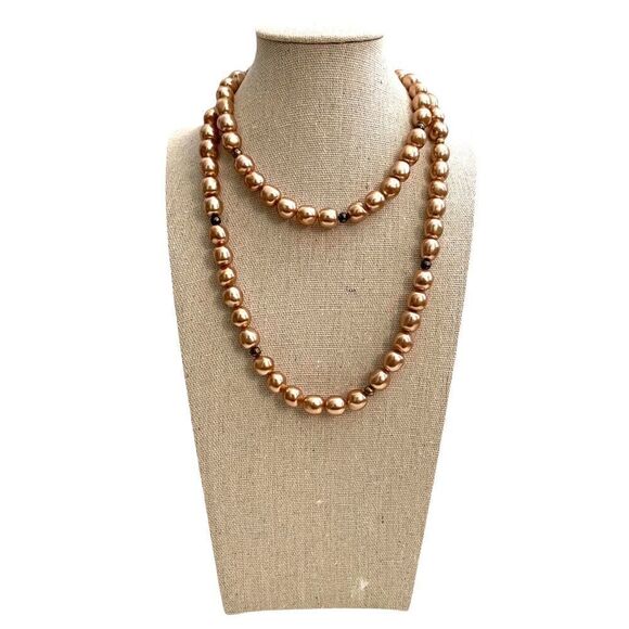 Golden Fashion Pearl Long Necklace - Picture 1 of 5